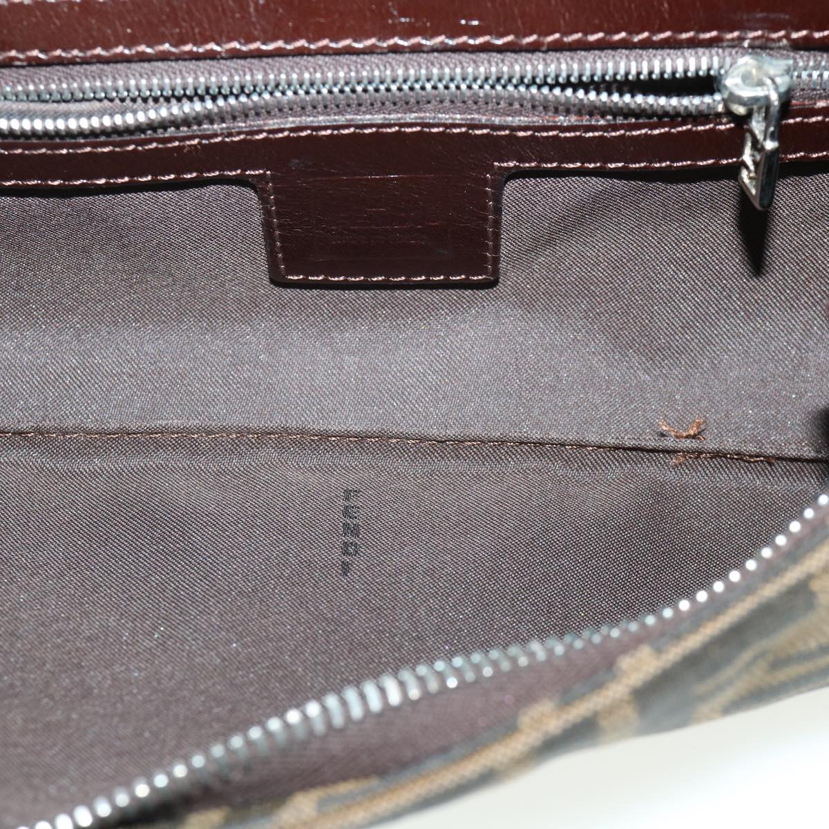 FENDI Zucca Canvas Shoulder Bag Brown Black rd4161