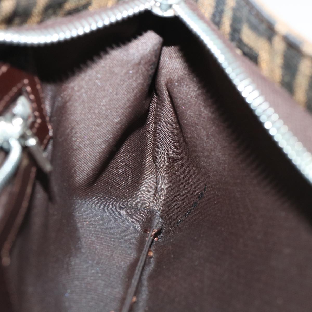 FENDI Zucca Canvas Shoulder Bag Brown Black rd4161