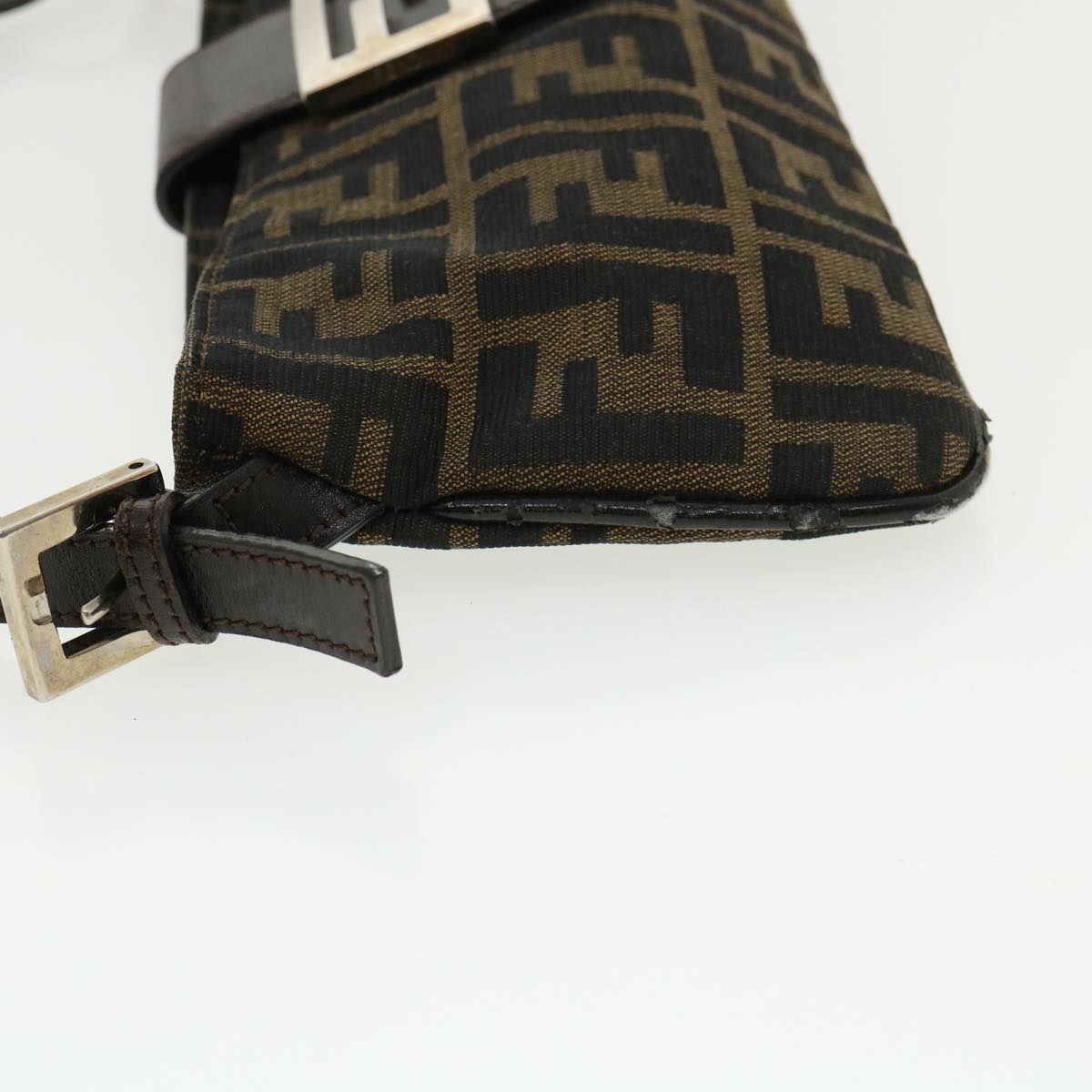 FENDI Zucca Canvas Shoulder Bag Brown Black rd4161