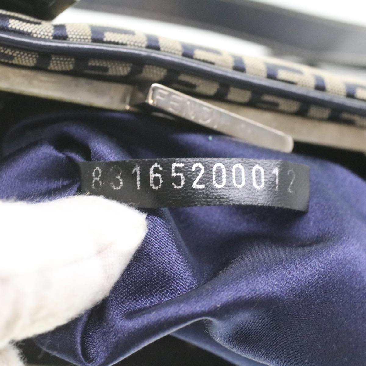FENDI Zucchino Canvas Hand Bag Navy rd4260