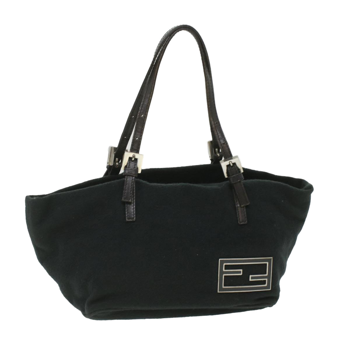 FENDI Hand Bag Wool Black rd4314
