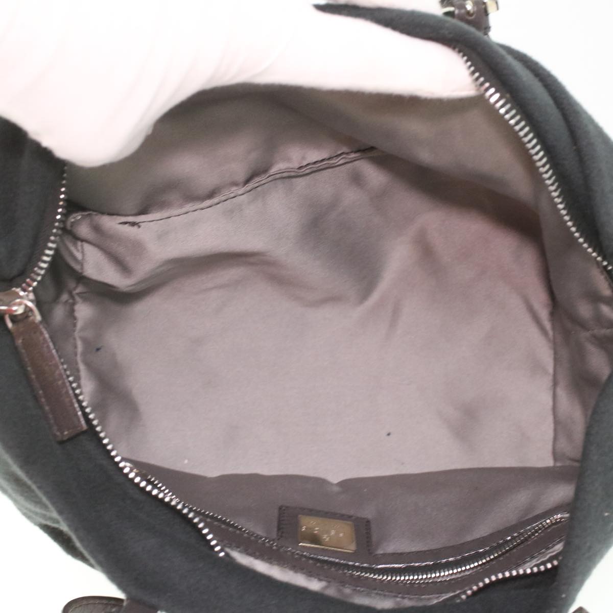 FENDI Hand Bag Wool Black rd4314