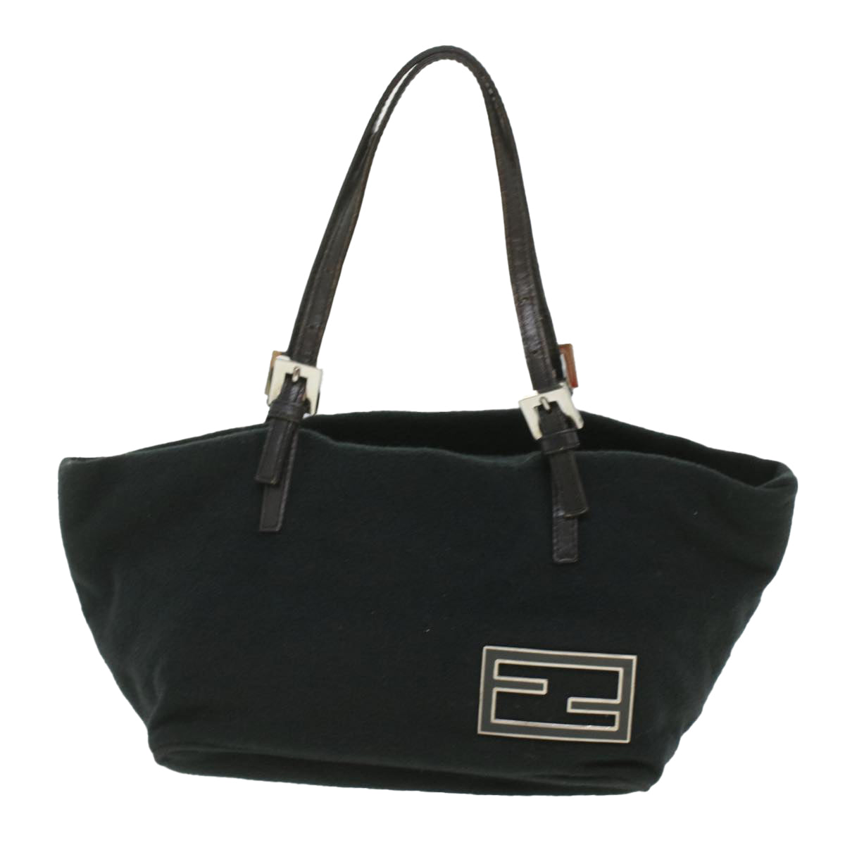 FENDI Hand Bag Wool Black rd4314