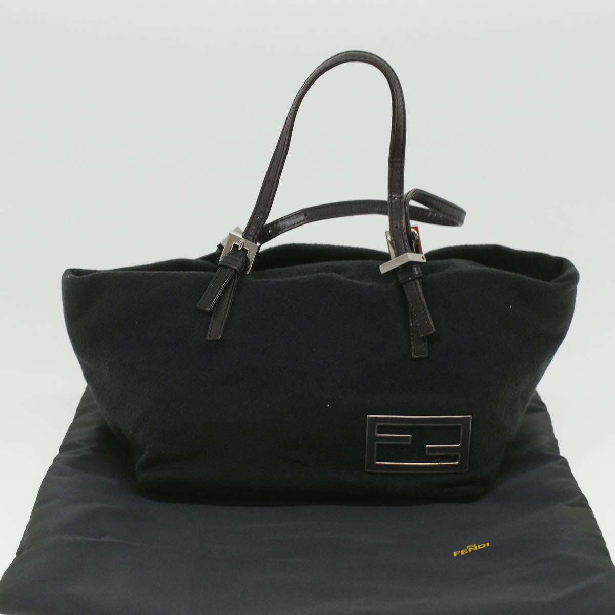 FENDI Hand Bag Wool Black rd4314