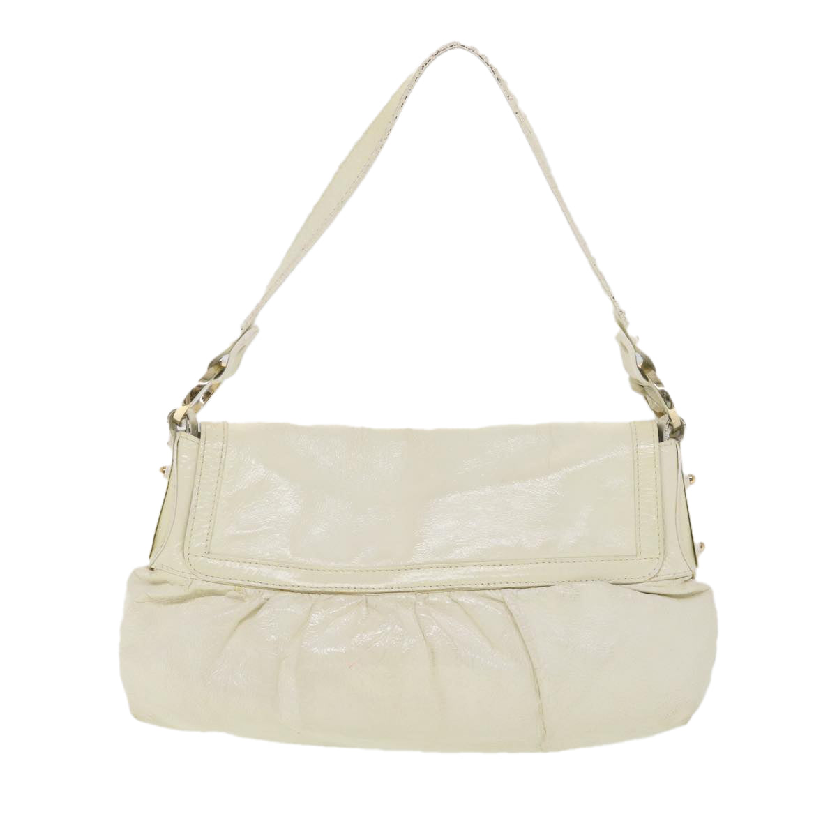 FENDI Shoulder Bag Leather White rd4343