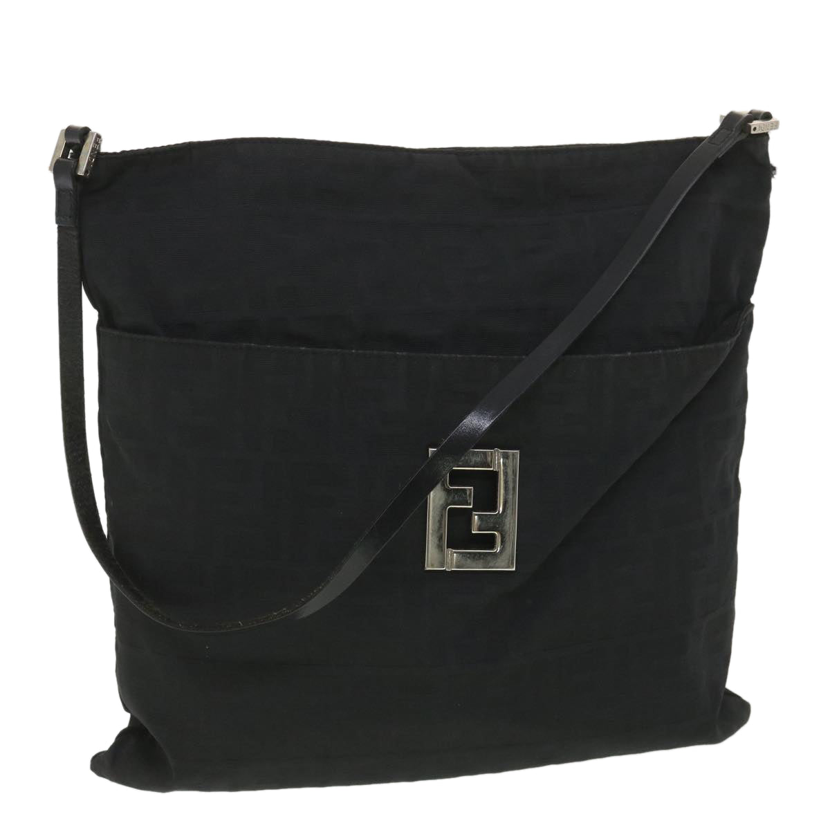 FENDI Zucca Canvas Shoulder Bag Nylon Black rd4345