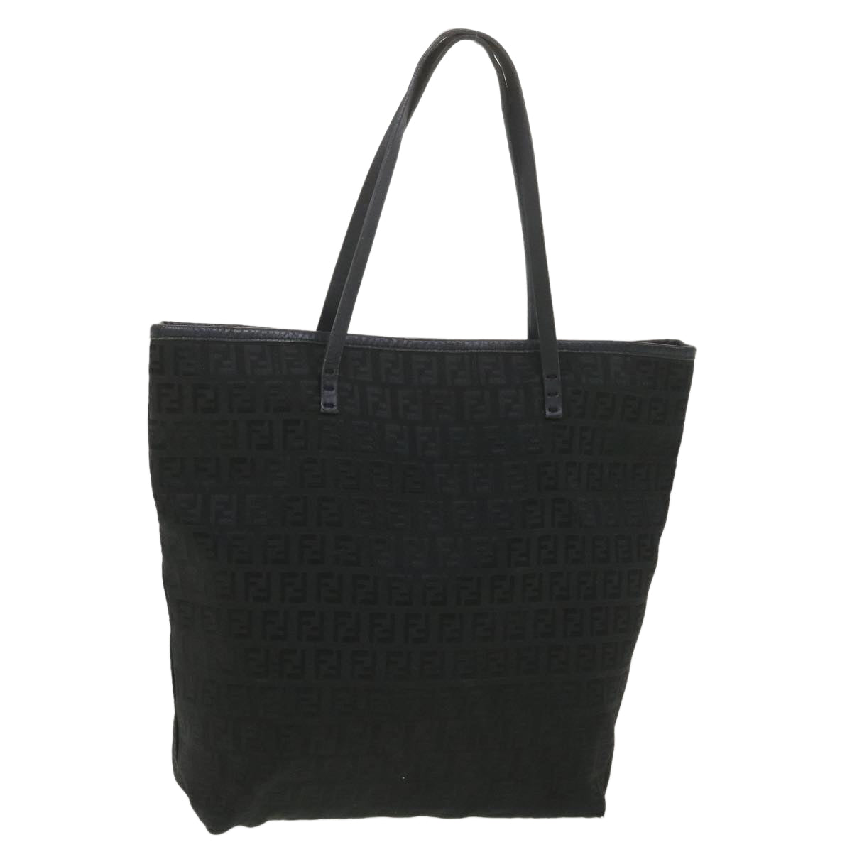 FENDI Zucchino Canvas Shoulder Bag Black rd4347