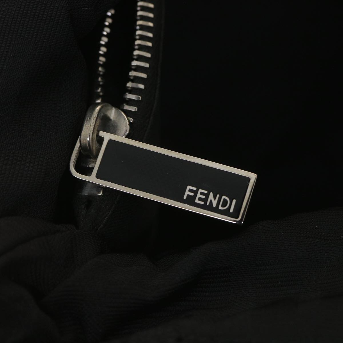 FENDI Zucca Canvas Shoulder Bag Nylon Black rd4348
