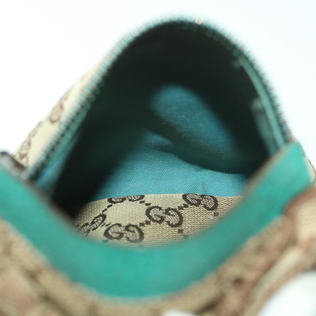 GUCCI Sherry Line GG Canvas Waist Bag Beige Turquoise Blue 28566 rd4355