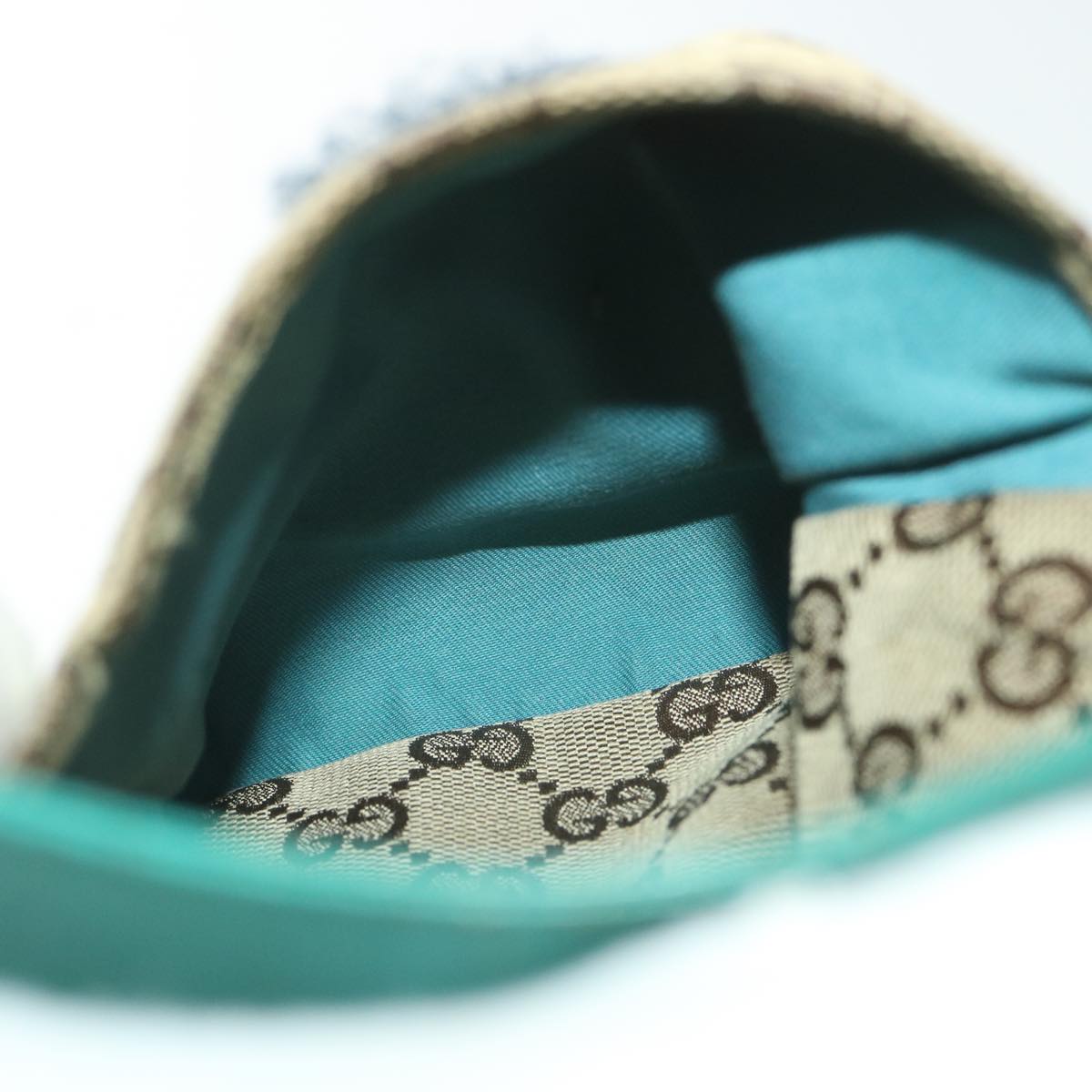 GUCCI Sherry Line GG Canvas Waist Bag Beige Turquoise Blue 28566 rd4355