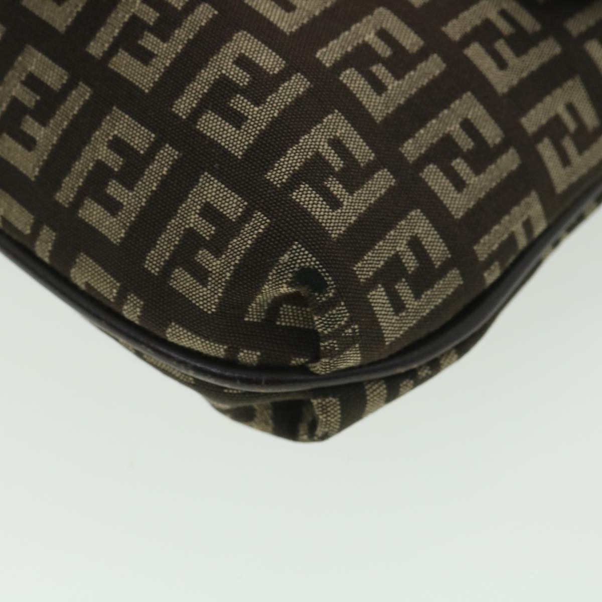 FENDI Zucchino Canvas Shoulder Bag Brown Beige rd4369