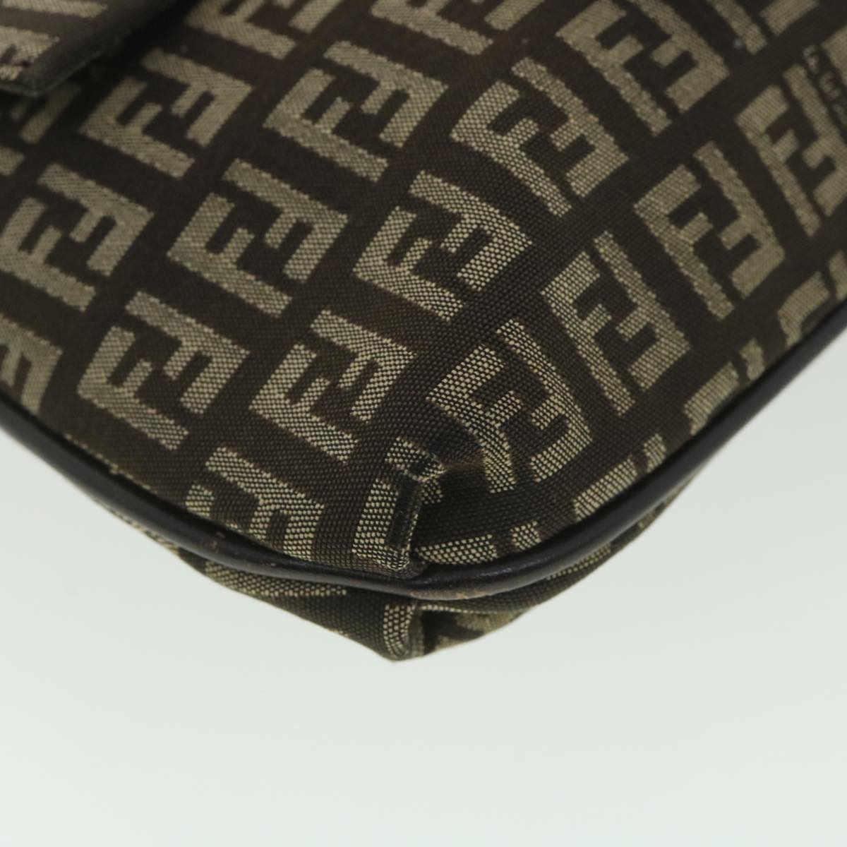 FENDI Zucchino Canvas Shoulder Bag Brown Beige rd4369