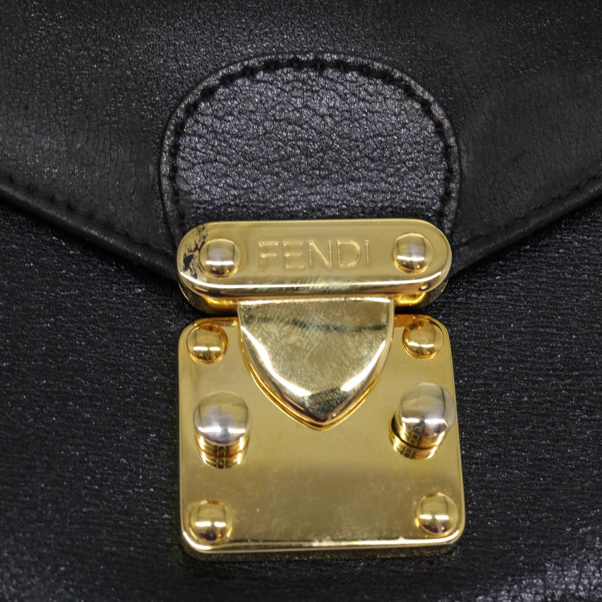 FENDI Hand Bag Leather 2way Black rd4371