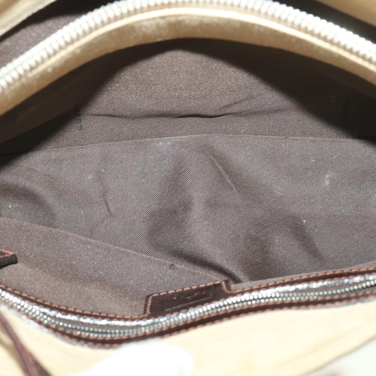 FENDI Zucca Canvas Mamma Baguette Shoulder Bag Beige rd4393