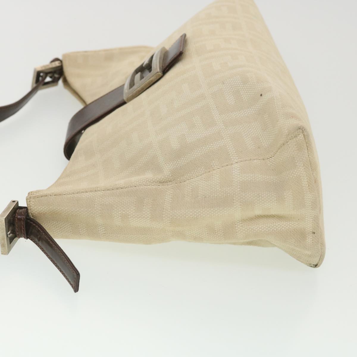 FENDI Zucca Canvas Mamma Baguette Shoulder Bag Beige rd4393