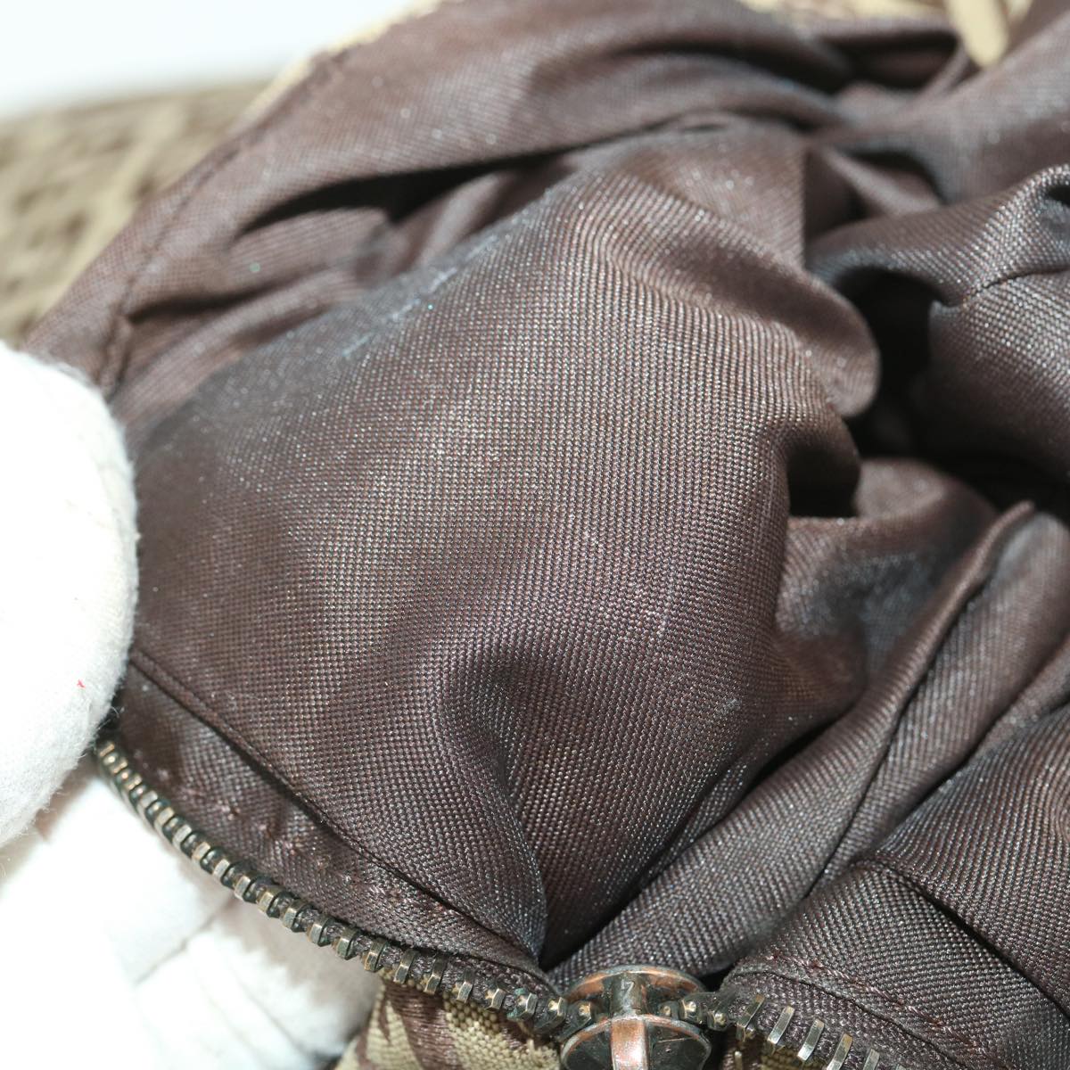 FENDI Zucchino Canvas Shoulder Bag Brown rd4451