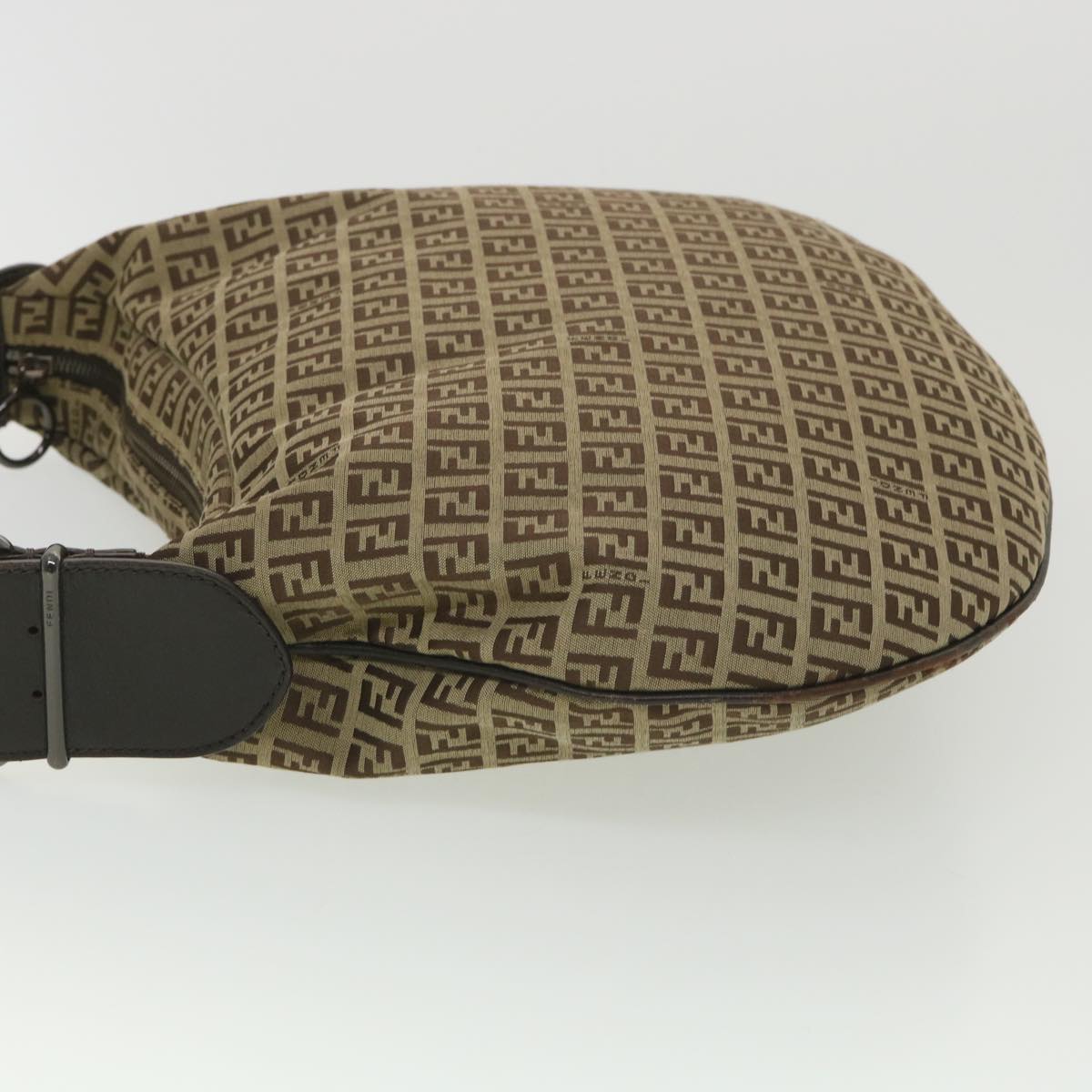 FENDI Zucchino Canvas Shoulder Bag Brown rd4451