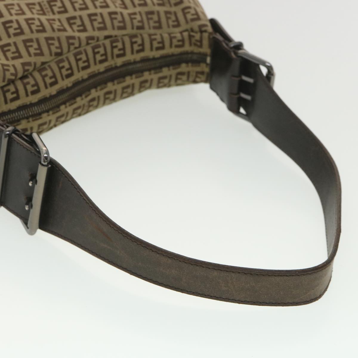 FENDI Zucchino Canvas Shoulder Bag Brown rd4451