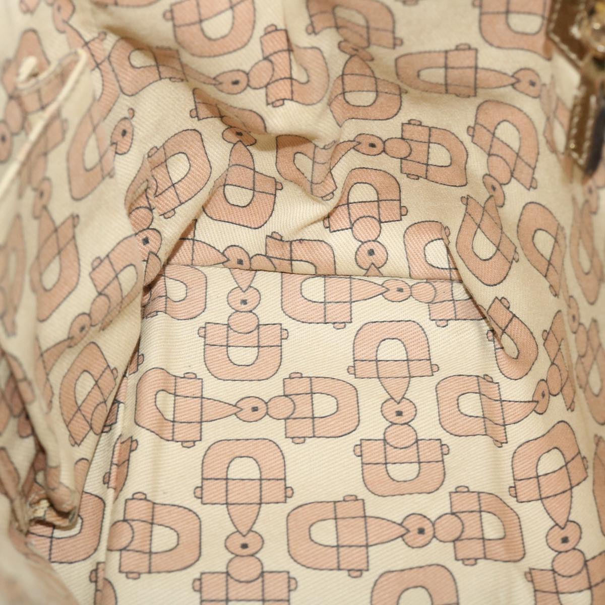 GUCCI Sherry Line GG Canvas Hand Bag Beige Gold pink 213041 rd4461