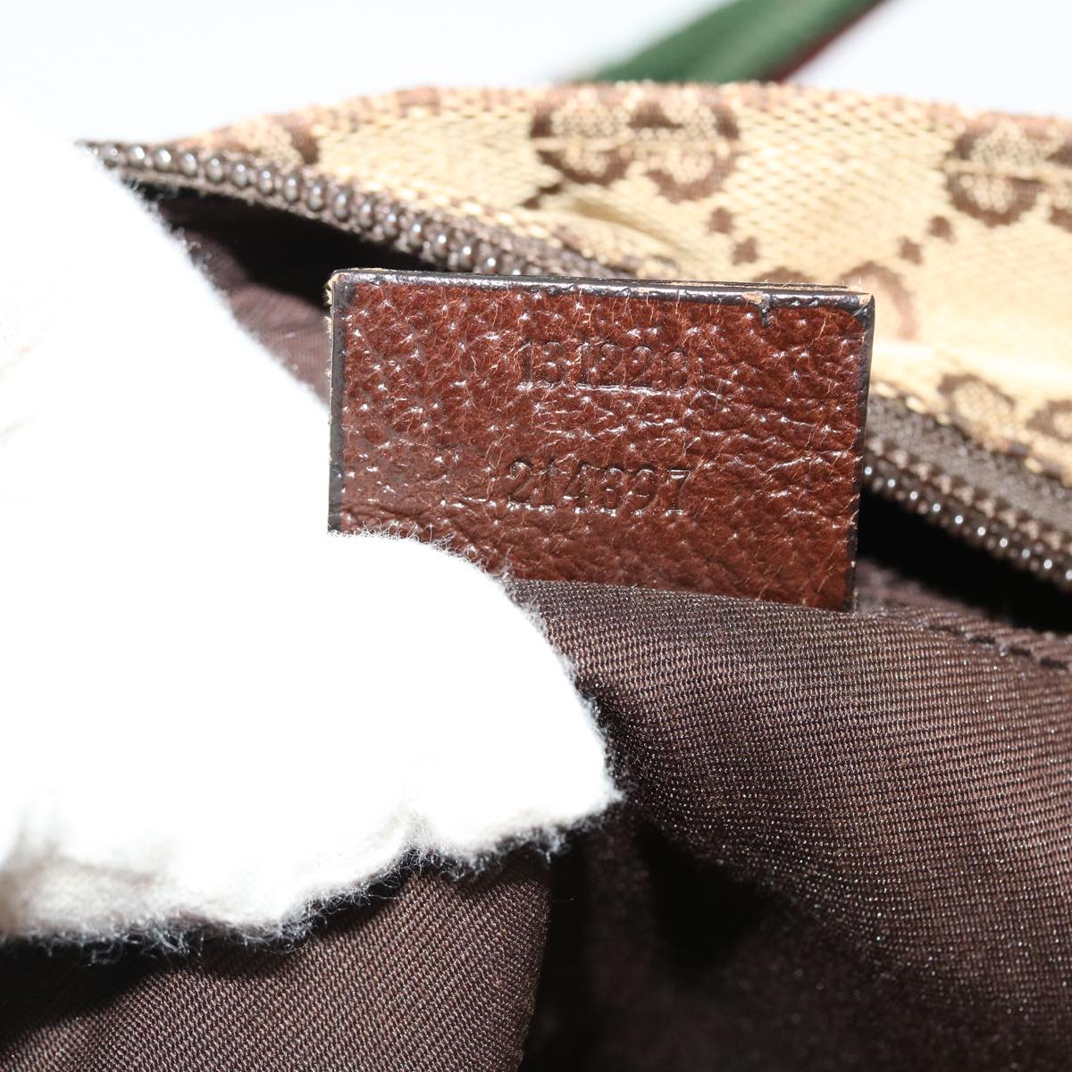 GUCCI Web Sherry Line GG Canvas Hand Bag Beige Green Red 214397 rd4468
