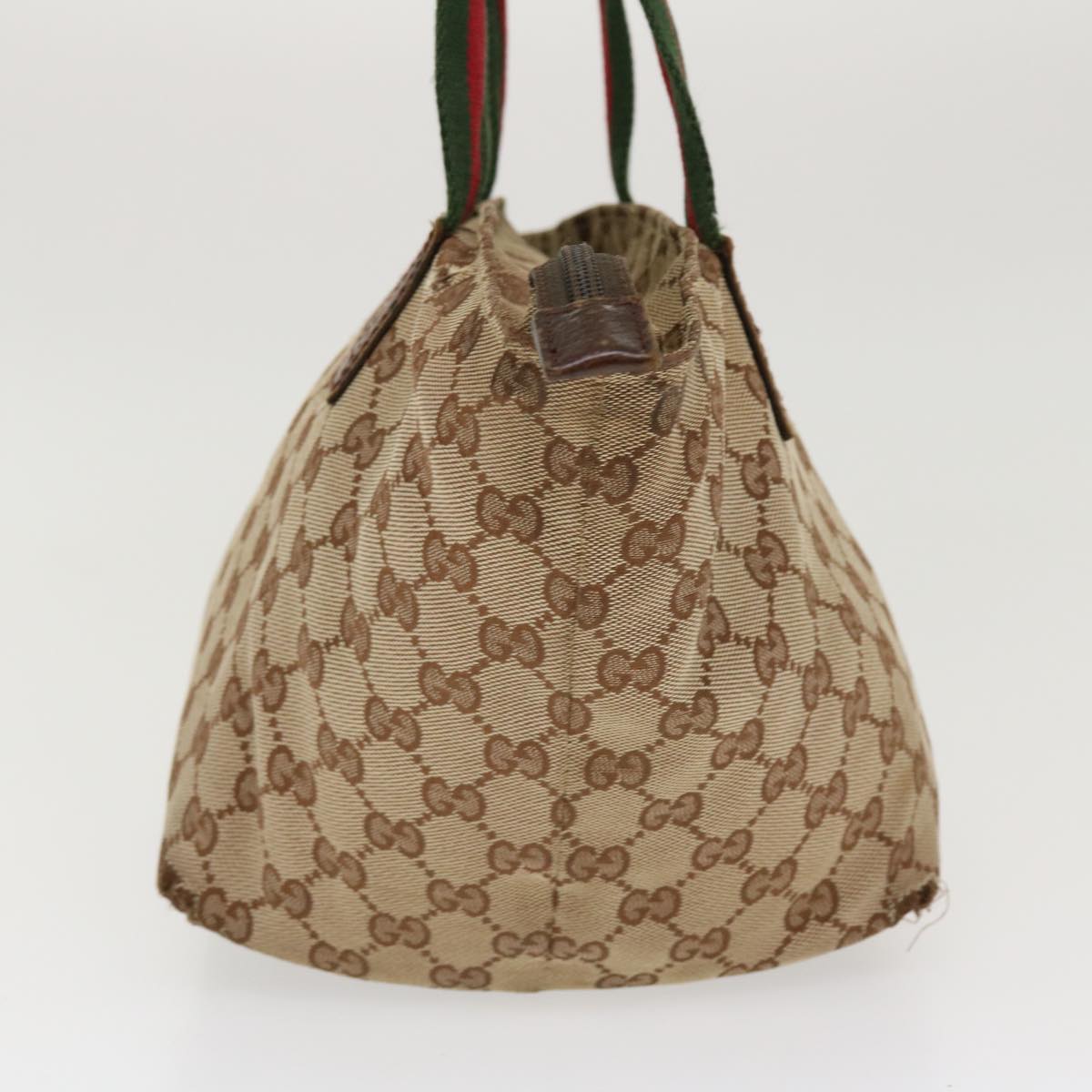 GUCCI Web Sherry Line GG Canvas Hand Bag Beige Green Red 214397 rd4468