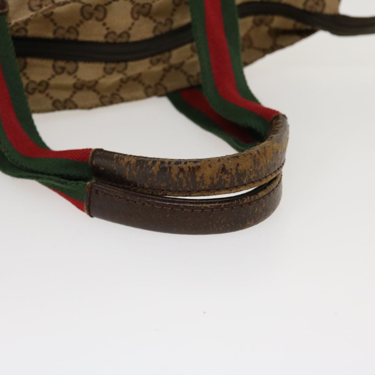 GUCCI Web Sherry Line GG Canvas Hand Bag Beige Green Red 214397 rd4468