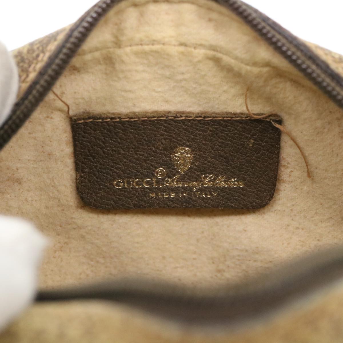 GUCCI Web Sherry Line GG Canvas Shoulder Bag PVC Leather Beige Green rd4502