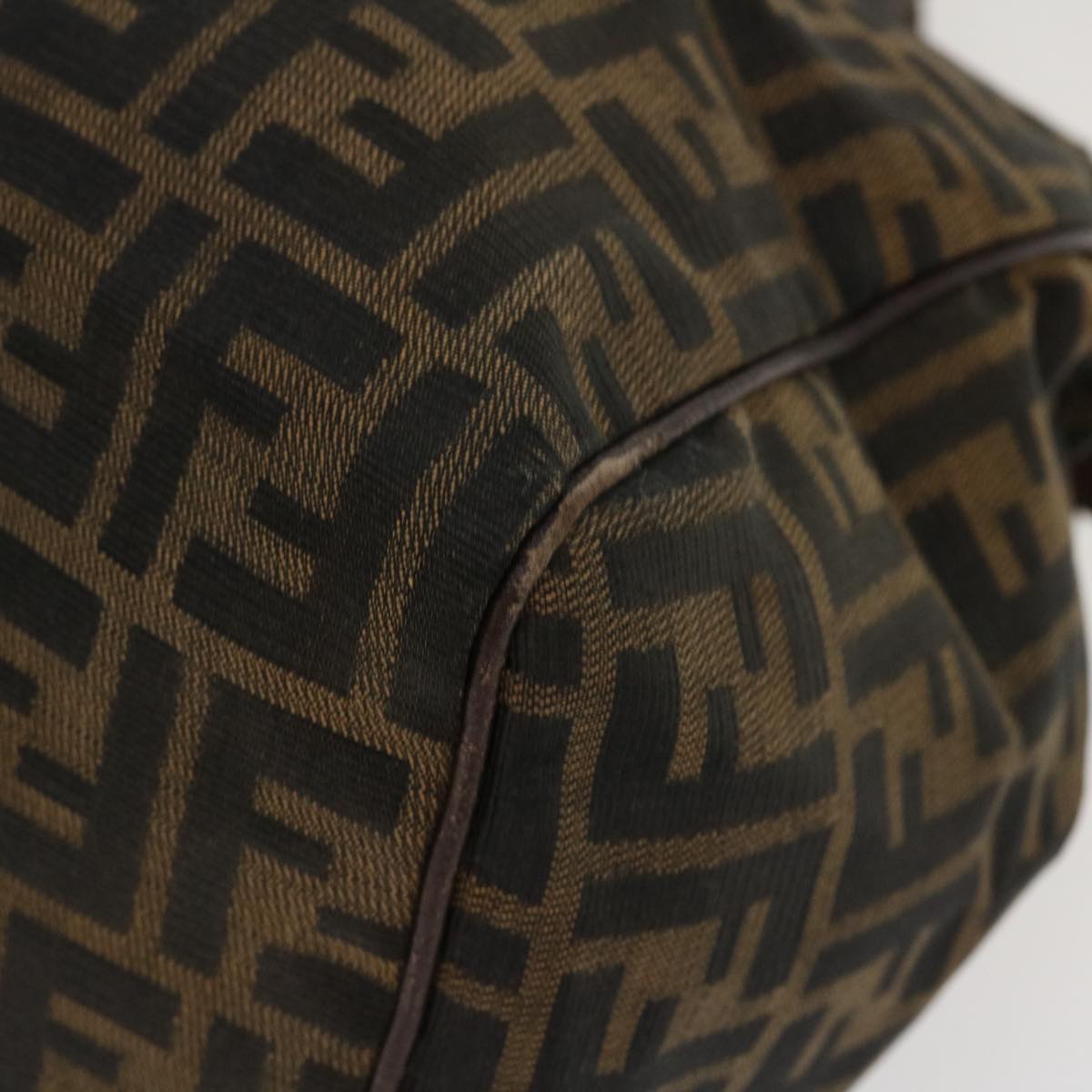 FENDI Zucca Canvas Hand Bag Nylon Brown Black rd4508