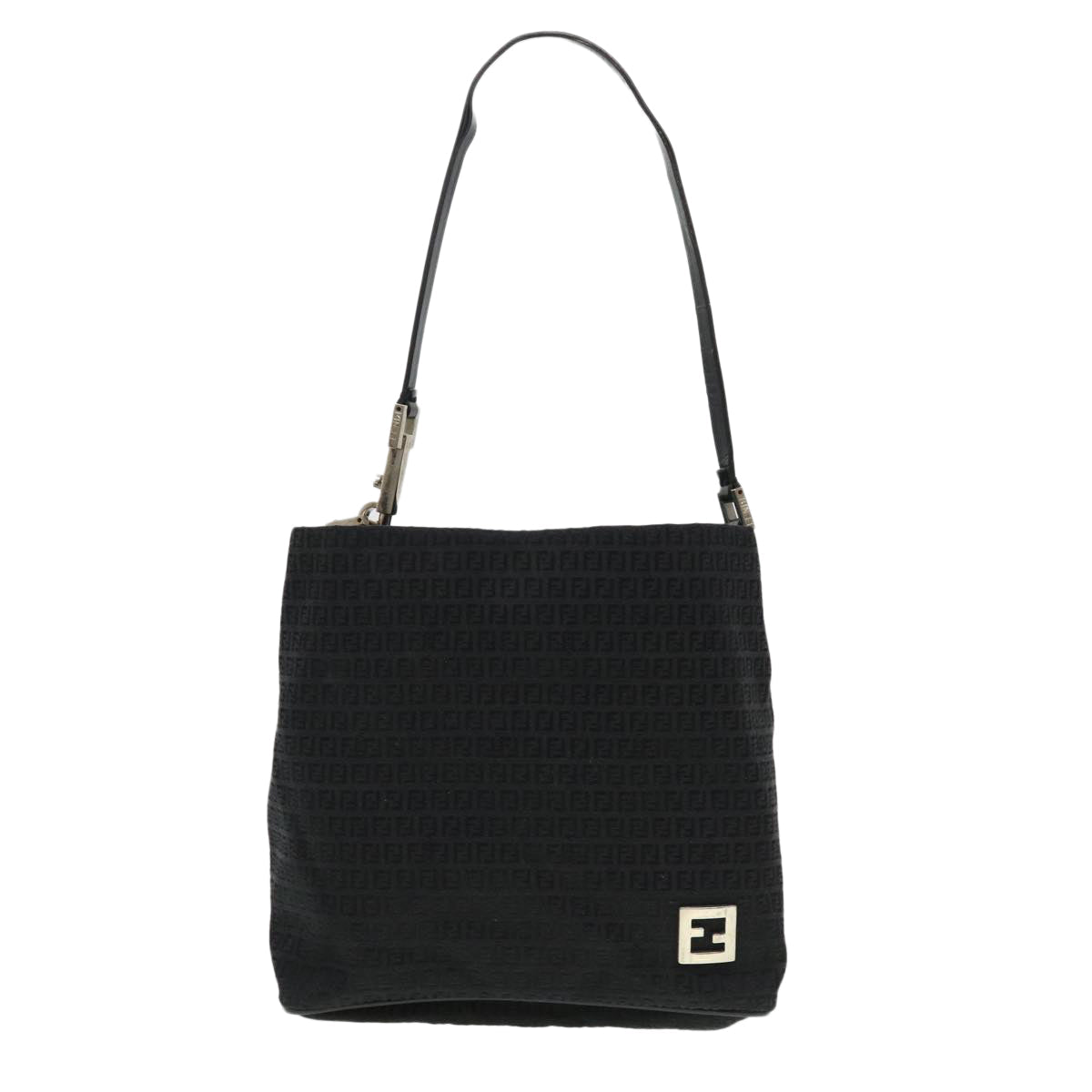 FENDI Zucchino Canvas Shoulder Bag Black rd4513