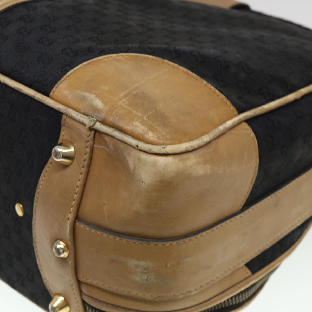 GUCCI Web Sherry Line GG Canvas Boston Bag Black Green Red rd4534