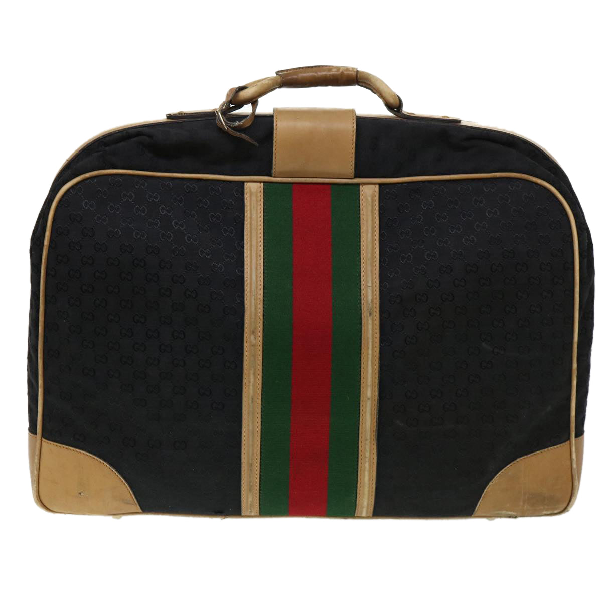 GUCCI Web Sherry Line GG Canvas Boston Bag Black Green Red rd4534
