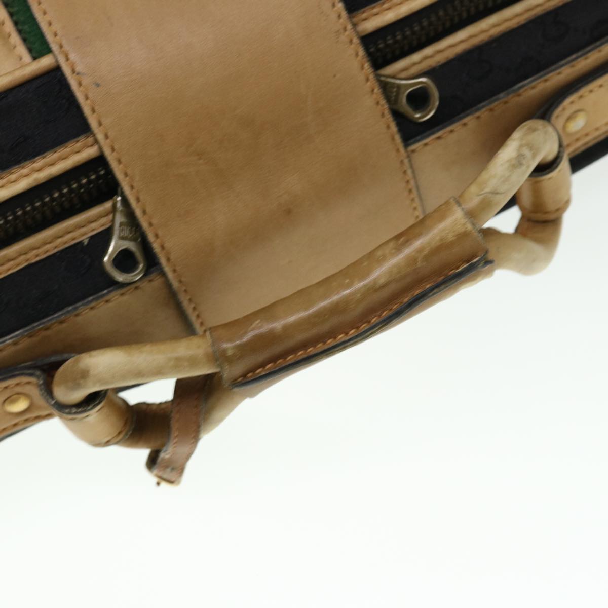 GUCCI Web Sherry Line GG Canvas Boston Bag Black Green Red rd4534