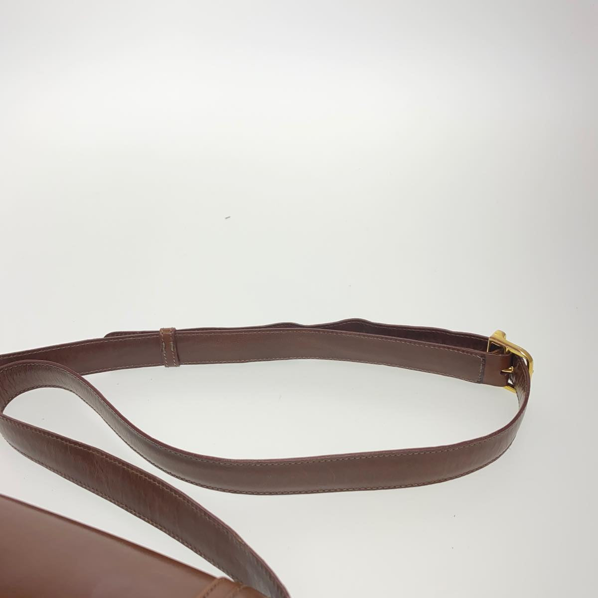 GUCCI Leather Shoulder Bag Brown rd458
