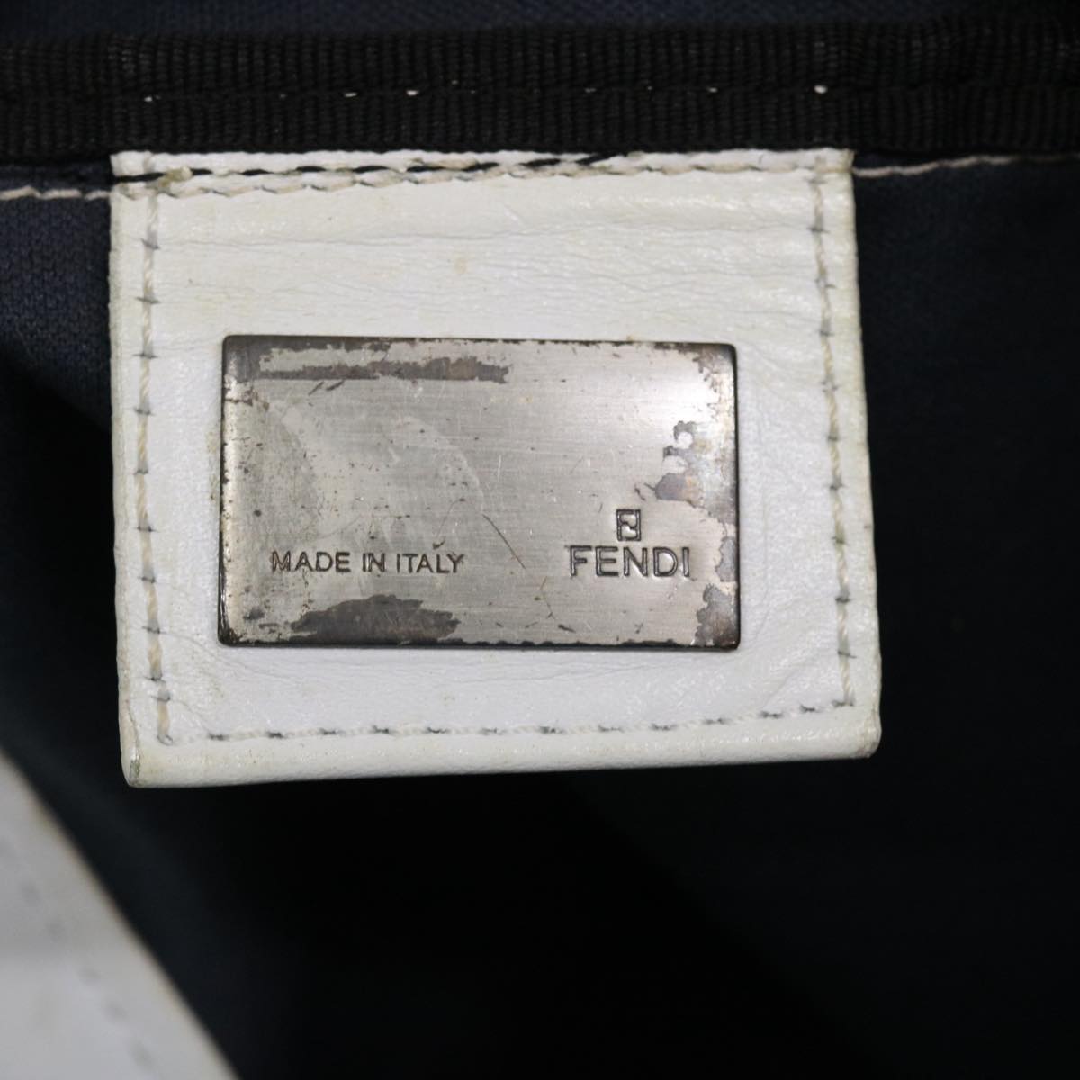 FENDI Zucchino Canvas Shoulder Bag Nylon Navy rd4608