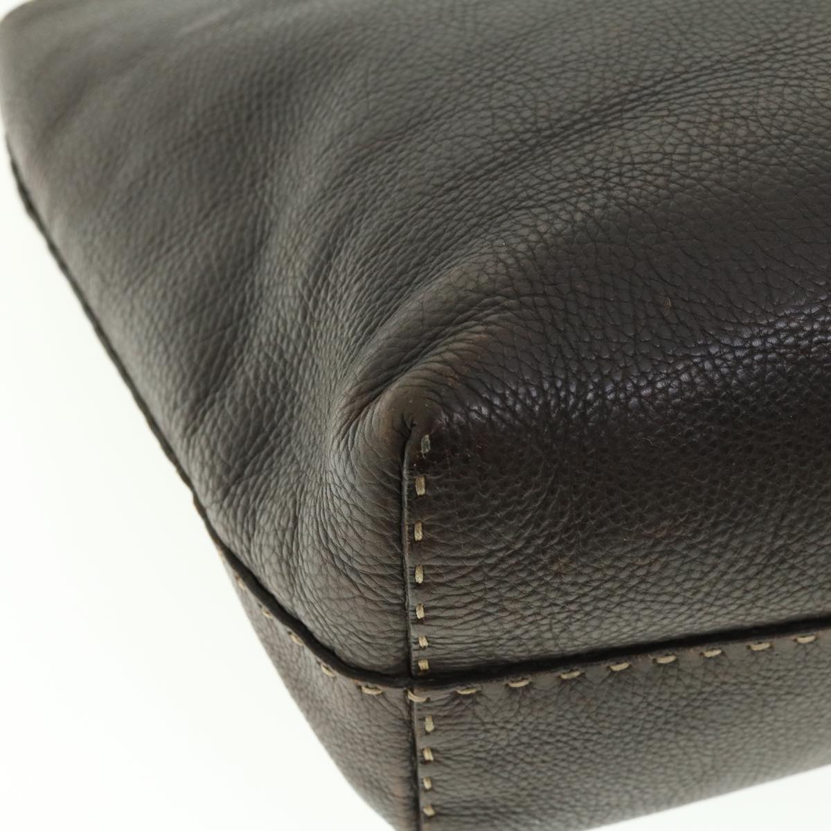 FENDI Tote Bag Leather Brown rd4683
