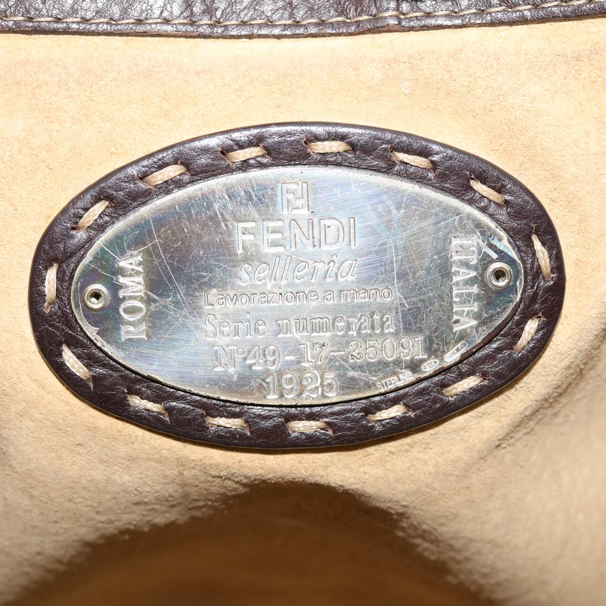 FENDI Tote Bag Leather Brown rd4683