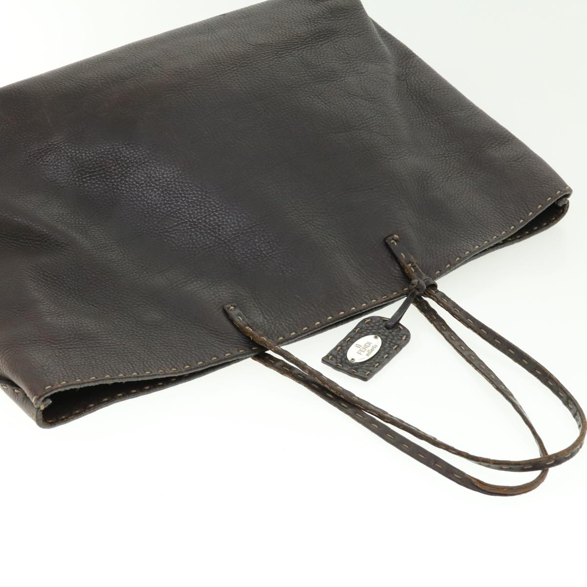 FENDI Tote Bag Leather Brown rd4683