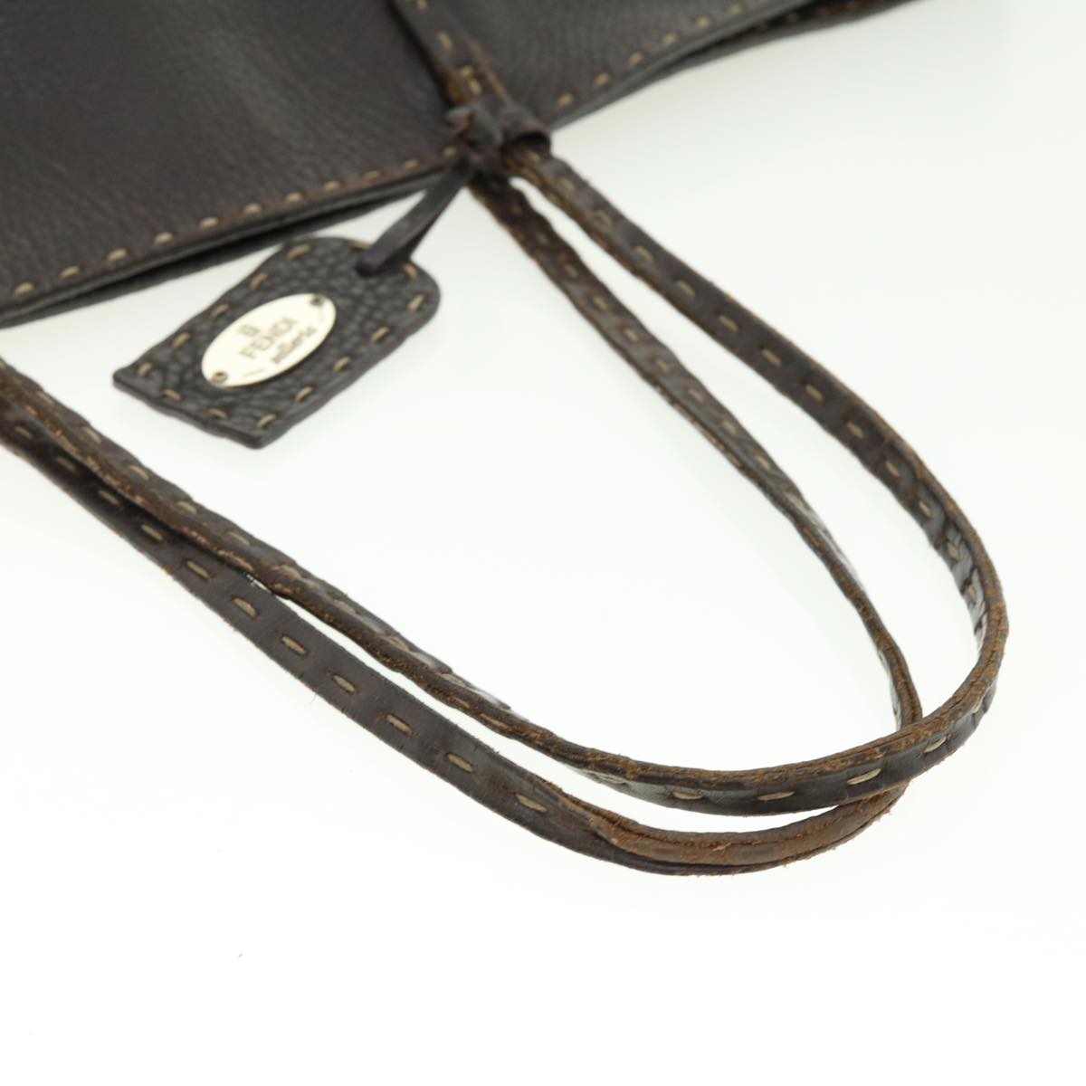 FENDI Tote Bag Leather Brown rd4683