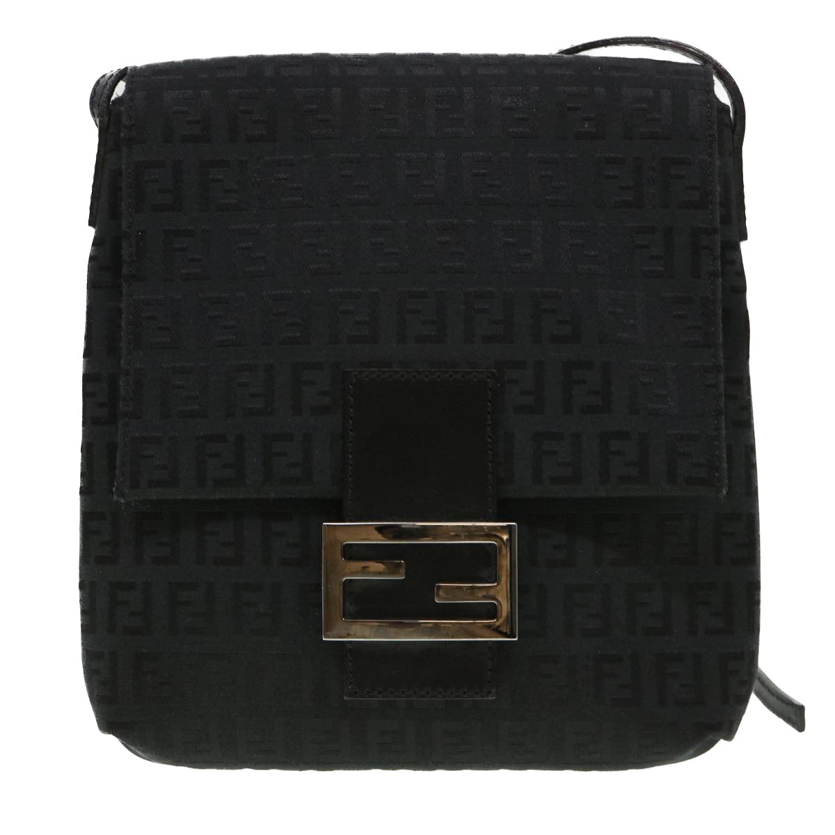 FENDI Zucchino Canvas Shoulder Bag Black 2288-8BT075-JQ5-088 rd4687