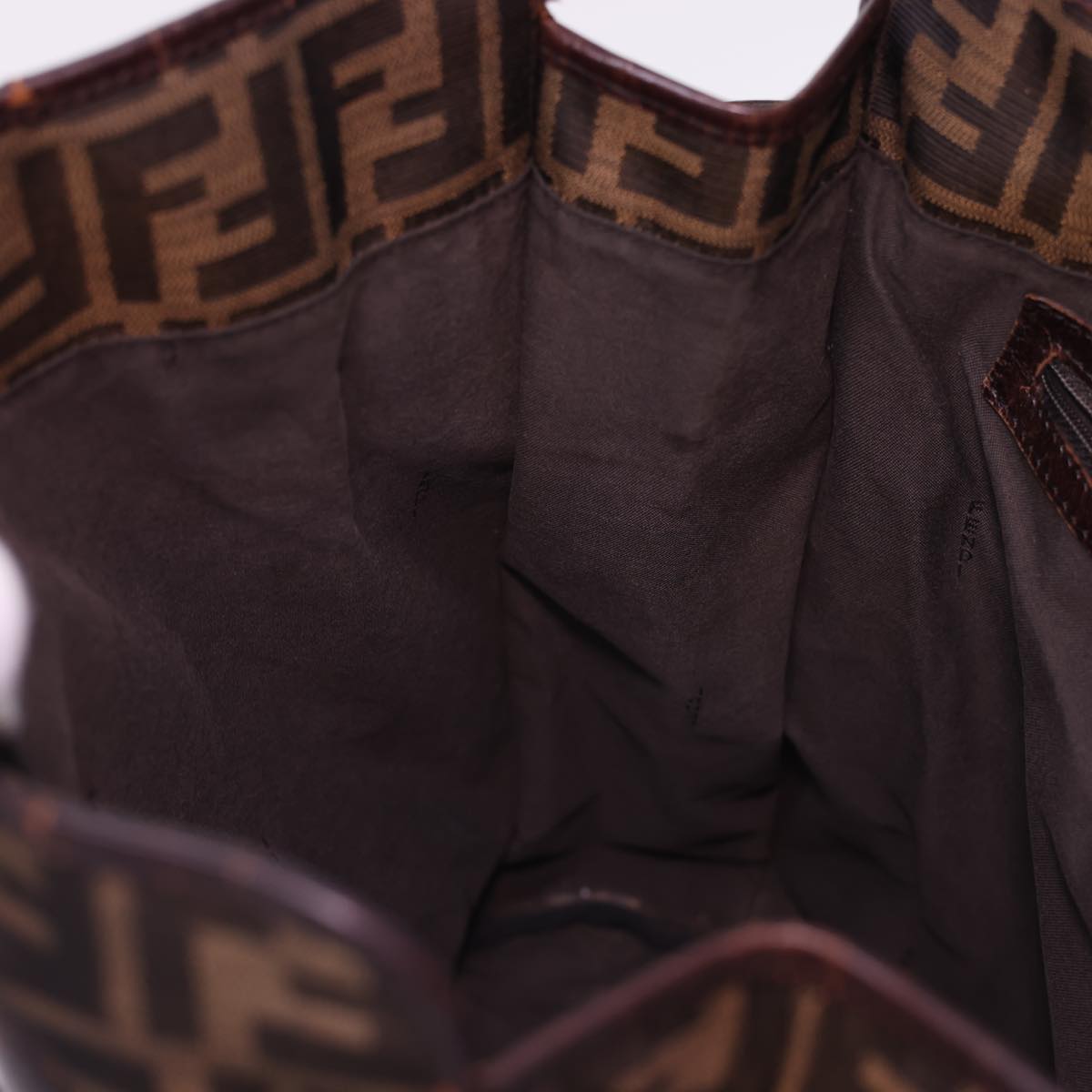 FENDI Zucca Canvas Tote Bag Nylon Brown Black rd4786