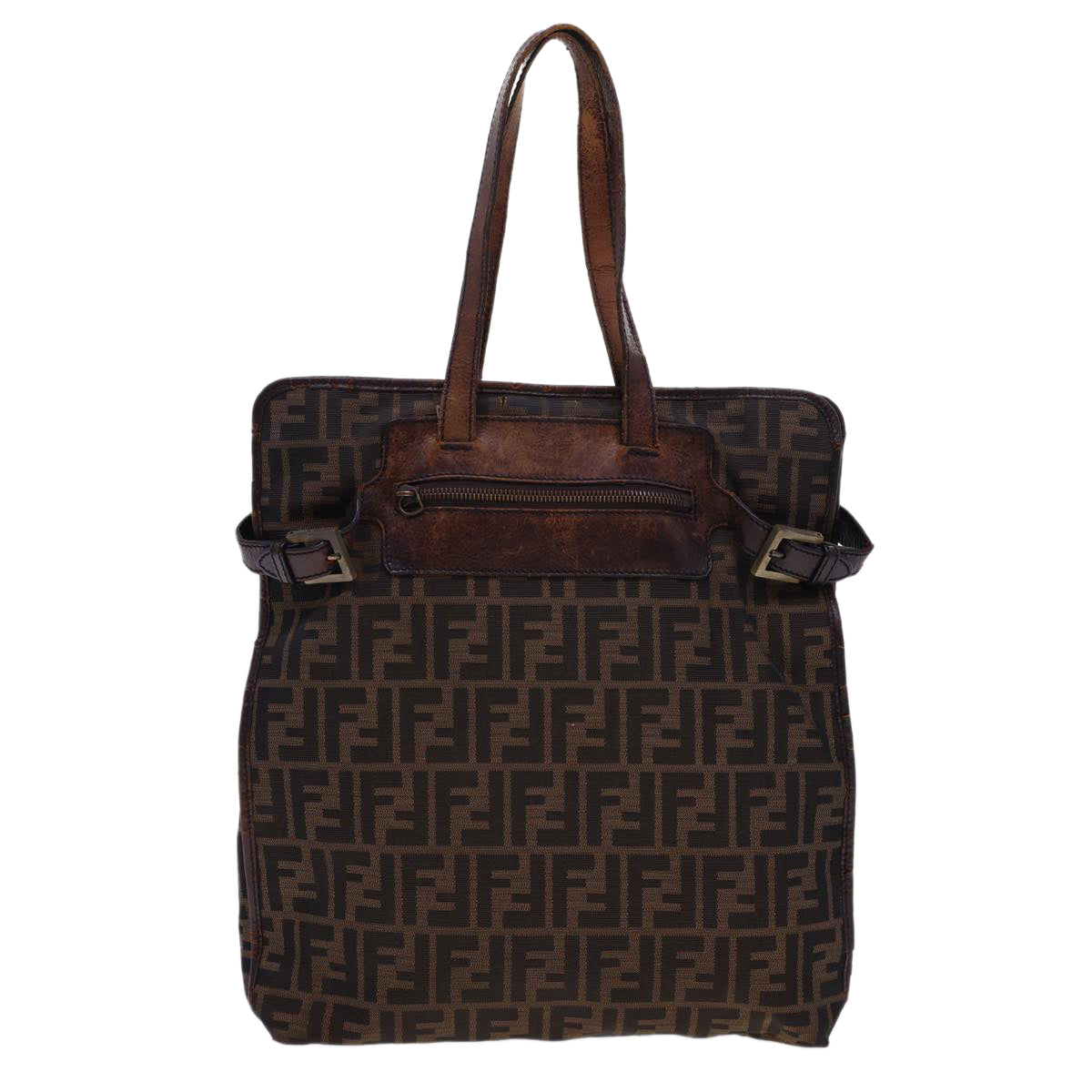 FENDI Zucca Canvas Tote Bag Nylon Brown Black rd4786