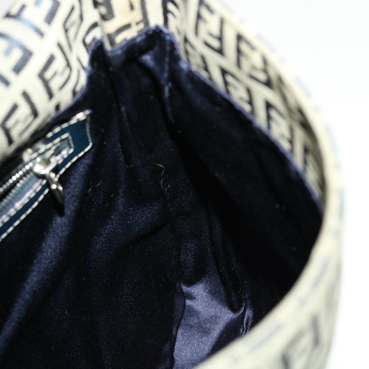 FENDI Zucchino Canvas Mamma bucket Shoulder Bag Navy 2390.26730.018 rd4873