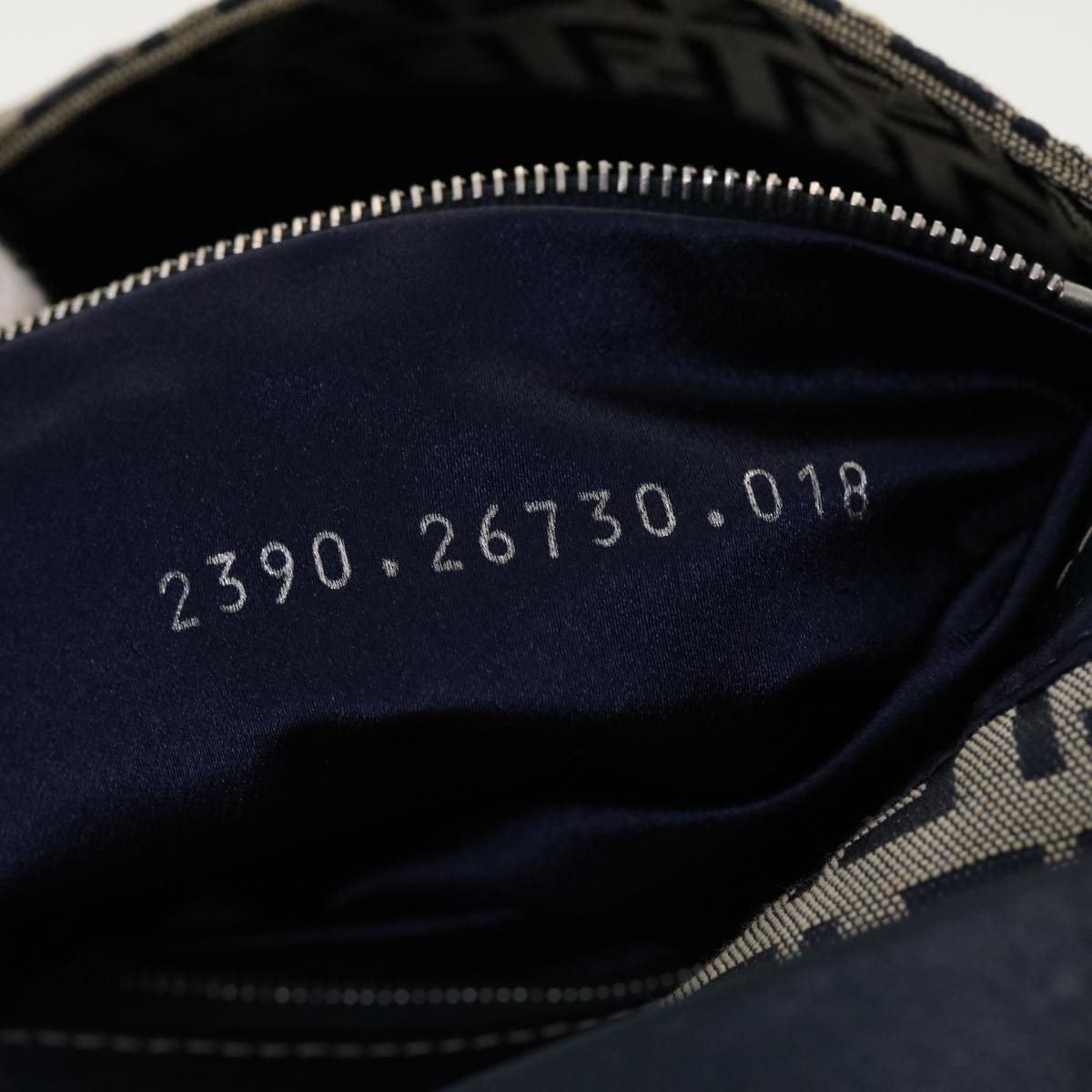 FENDI Zucchino Canvas Mamma bucket Shoulder Bag Navy 2390.26730.018 rd4873