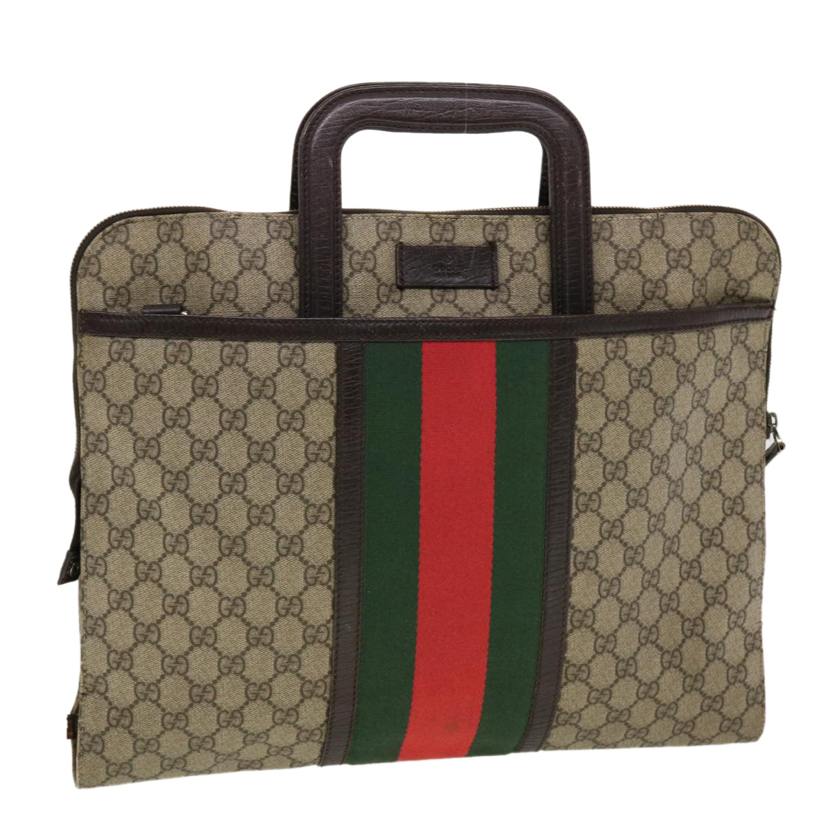 GUCCI GG Canvas Web Sherry Line Hand Bag Beige Red Green 152604 rd4886