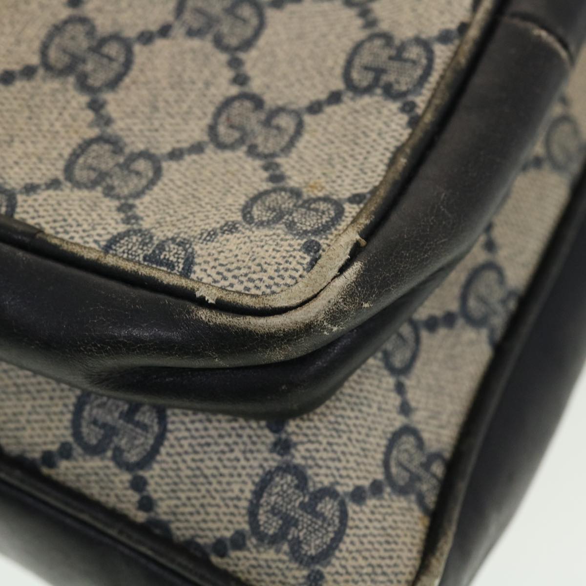 GUCCI GG Canvas Sherry Line Shoulder Bag PVC Leather Gray Red Navy rd4916