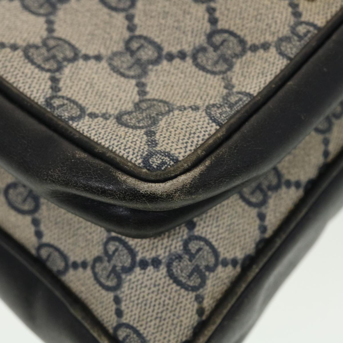 GUCCI GG Canvas Sherry Line Shoulder Bag PVC Leather Gray Red Navy rd4916