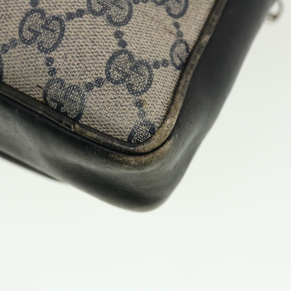 GUCCI GG Canvas Sherry Line Shoulder Bag PVC Leather Gray Red Navy rd4916