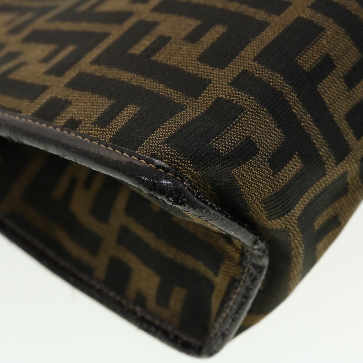 FENDI Zucca Canvas Clutch Bag Black Brown rd4921