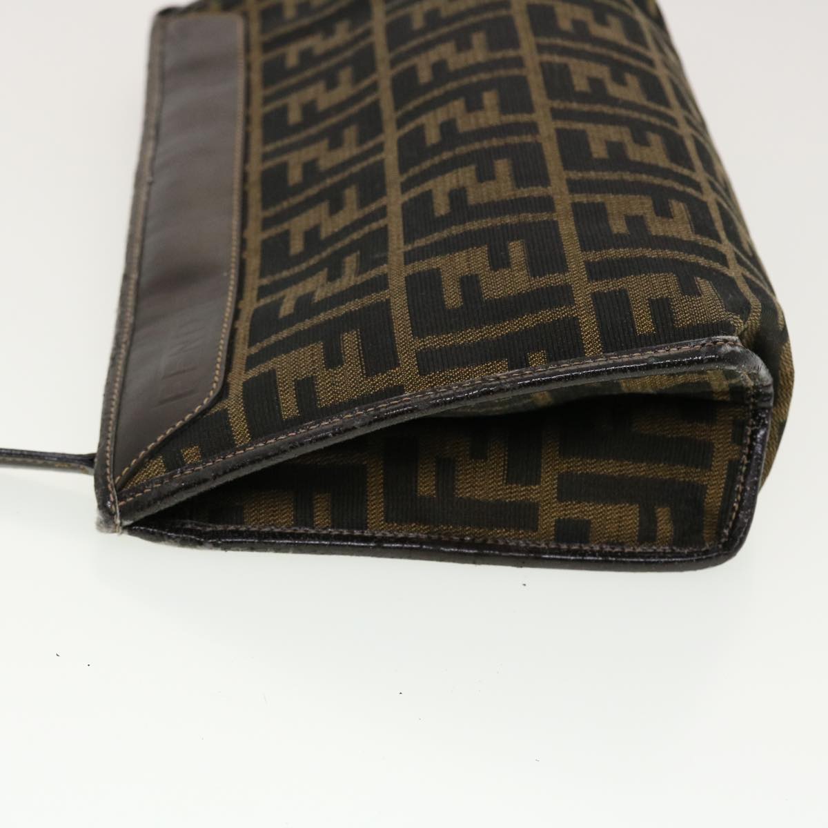 FENDI Zucca Canvas Clutch Bag Black Brown rd4921