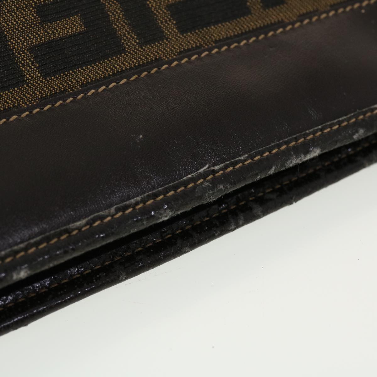 FENDI Zucca Canvas Clutch Bag Black Brown rd4921